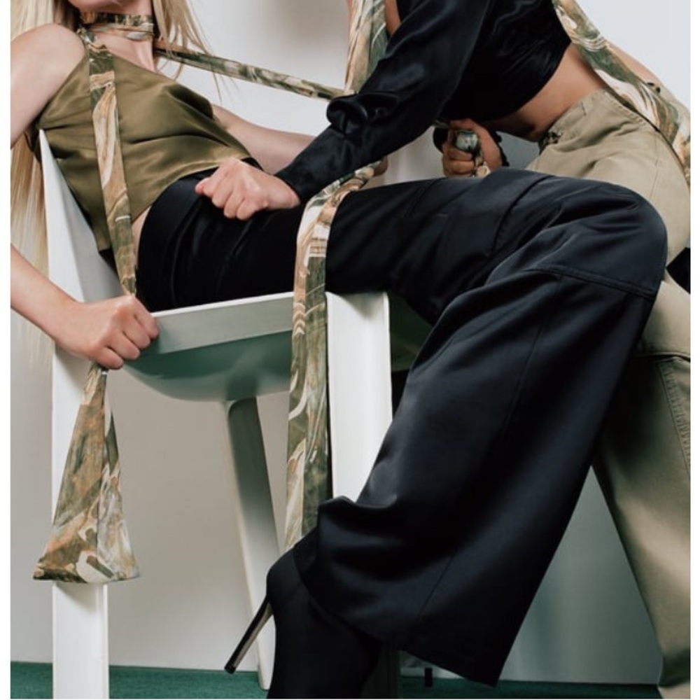 Zara Satin Cargo Pants Sz L NWT